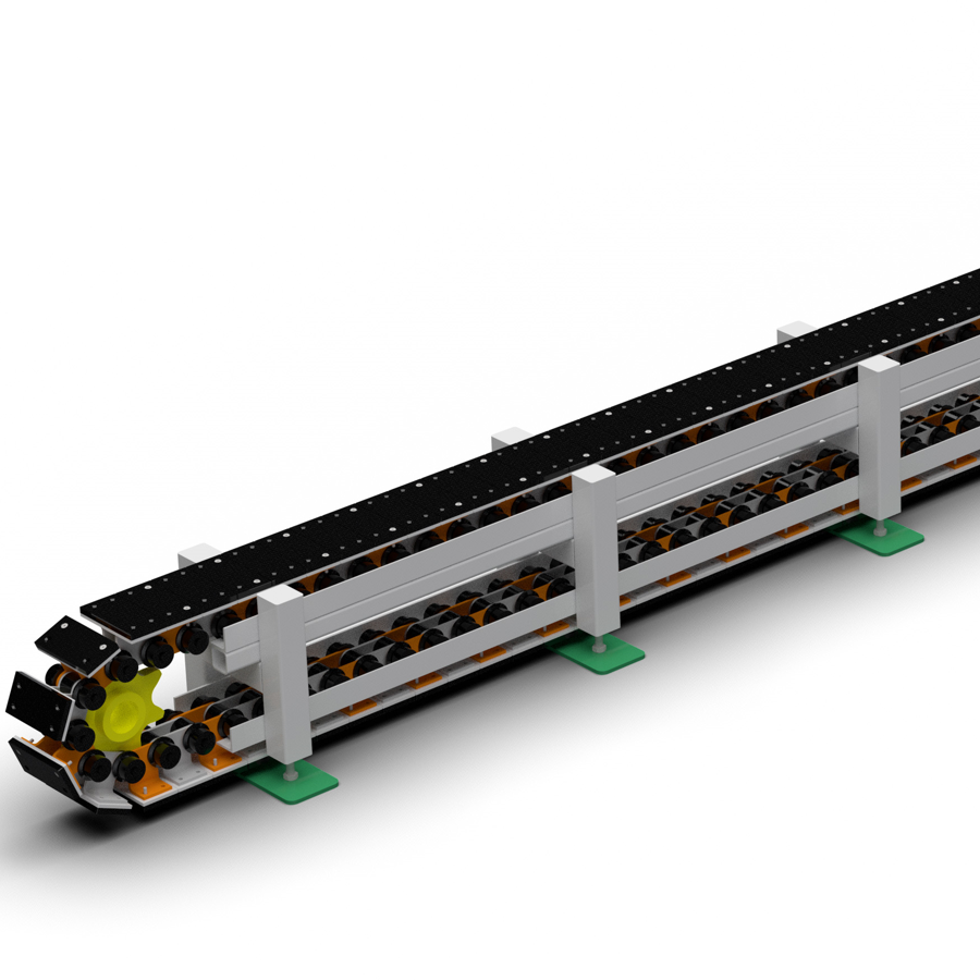 A drawing of a heavy - duty chain plate conveyor line