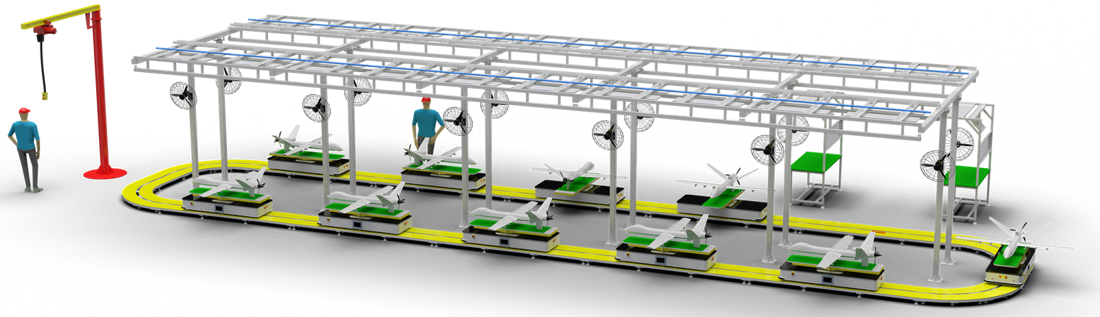Structural Process and RGV Assembly Line for Fixed-wing UAV Models