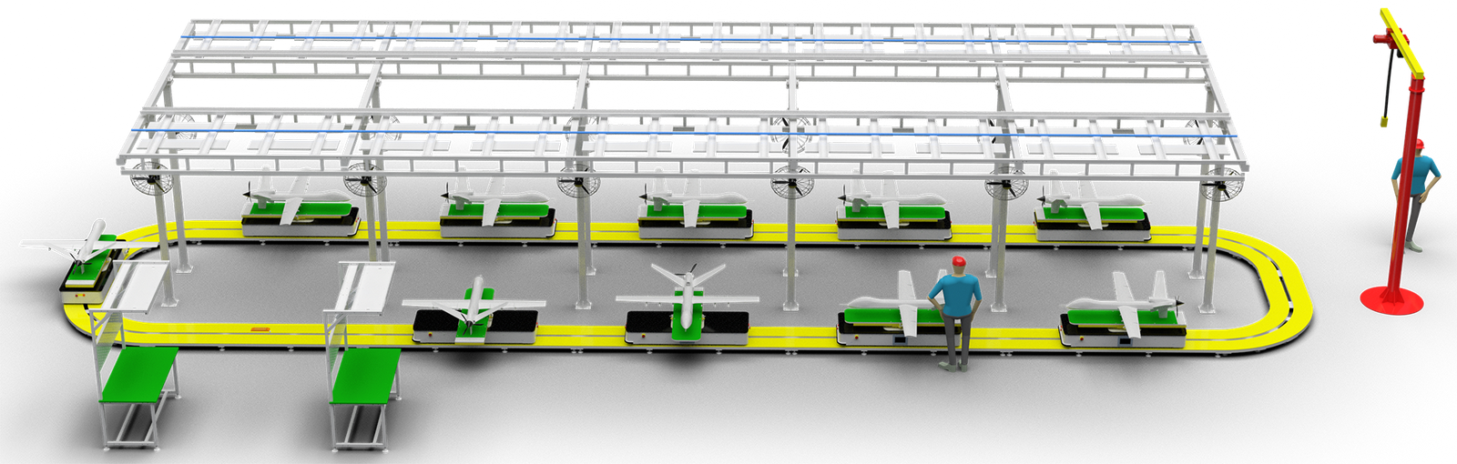 RGV Assembly Line for Fixed-wing UAV Models